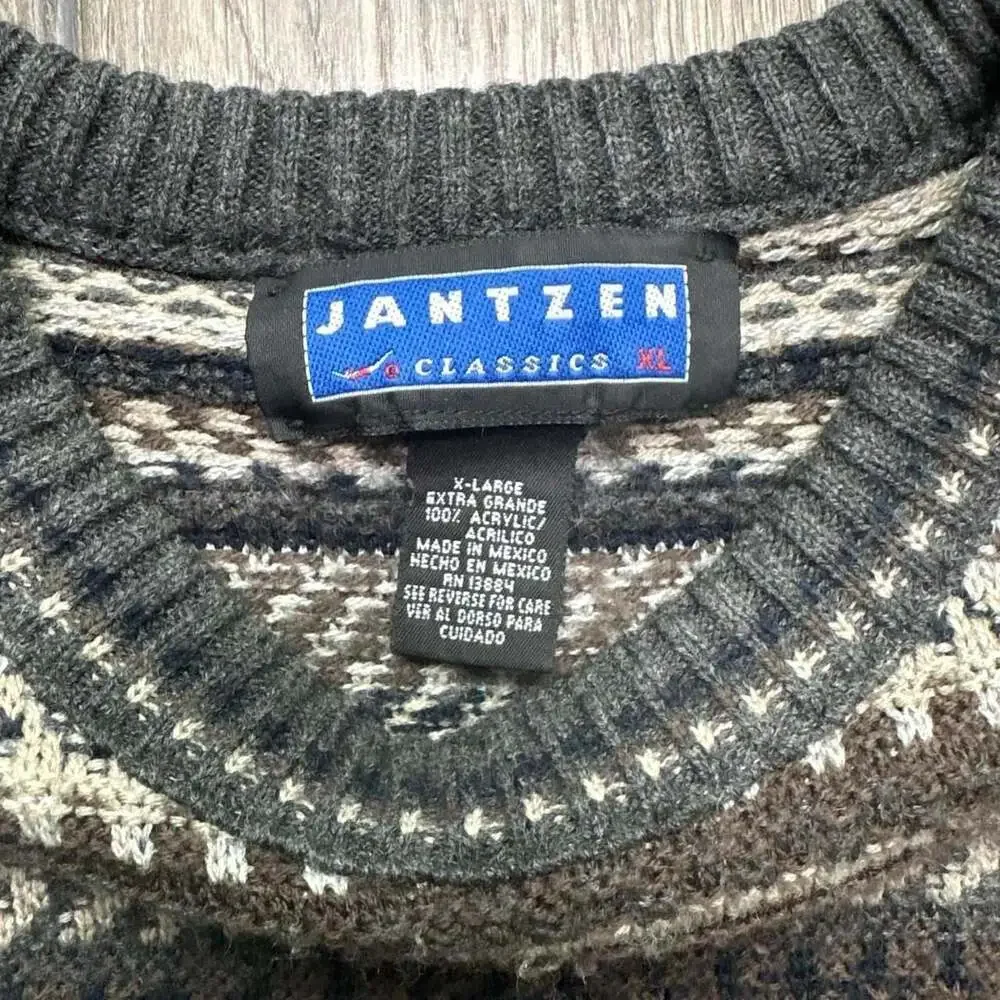 Vintage 90s Jantzen Classics Multi-Pattern Crewneck Sweater XL